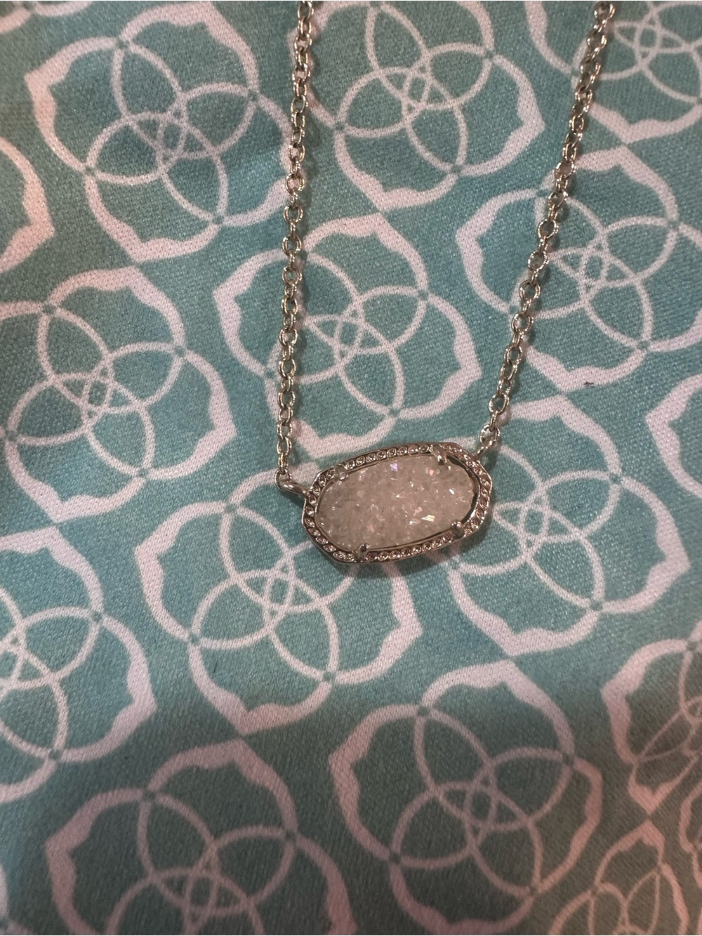 Kendra Scott Silver White Druzy Pendant Necklace